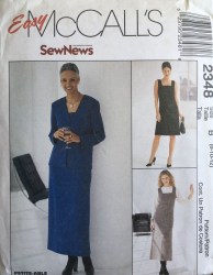 2348 MCCALLS SLEEVELESS DRESS 2 LENGTHS, V JACKET PATTERN 12-16 UNCUT